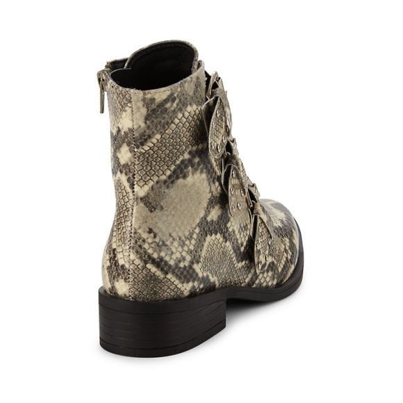 NEW Steven New York Harmon Snake PRINT Embossed Gray Booties BUCKLE SIZE 6 NIB - Picture 3 of 6